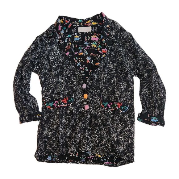 Platinum By Dorothy Schoelen Vintage 80s Abstract Funky Blazer Jacket Women SZ M - Picture 2 of 16